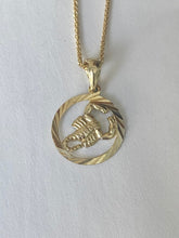 Load image into Gallery viewer, Scorpio Zodiac Sign Pendant, 10K Solid Yellow Gold, Diamond Cut, Birthday Gift for Oct22-Nov 21, Mothers Day Gift
