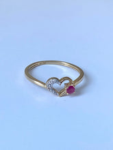 Load image into Gallery viewer, Dainty Ruby Heart Ring, 10K Solid Gold Ring, Sweet Stackable Ring, Birthday Gift for July Celebrant, Summer Jewe