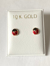 Load image into Gallery viewer, Ladybug Earrings for Baby, 10K Solid Gold, Red Earrings, Birthday Gift for Baby Girl, For Toddler, Presents