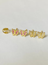 Load image into Gallery viewer, Butterfly Earrings for Baby, 10K Solid Gold, Toddler Earrings, Birthday Gift for Baby Girl, Gift For Toddler, Presents