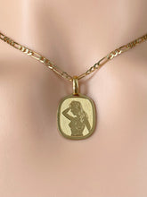 Load image into Gallery viewer, Virgo Zodiac Pendant, 18K Solid Yellow Gold Necklace, Fancy Virgo Design