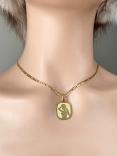 Load image into Gallery viewer, Virgo Zodiac Pendant, 18K Solid Yellow Gold Necklace, Fancy Virgo Design