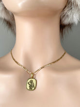 Load image into Gallery viewer, Virgo Zodiac Pendant, 18K Solid Yellow Gold Necklace, Fancy Virgo Design
