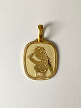 Load image into Gallery viewer, Virgo Zodiac Pendant, 18K Solid Yellow Gold Necklace, Fancy Virgo Design