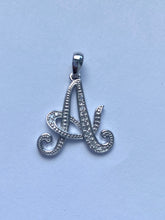 Load image into Gallery viewer, A Initial Pendant, 10K Gold Diamond Script Initial Necklace