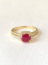Load image into Gallery viewer, Ruby and Diamond Ring, 14K Solid Gold Ruby Ring, Ruby Engagement Ring