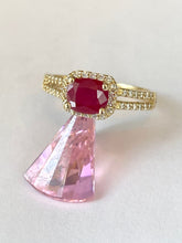 Load image into Gallery viewer, Ruby and Diamond Ring, 14K Solid Gold Ruby Ring, Ruby Engagement Ring