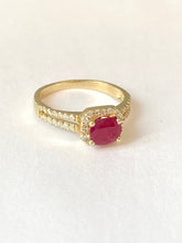 Load image into Gallery viewer, Ruby and Diamond Ring, 14K Solid Gold Ruby Ring, Ruby Engagement Ring