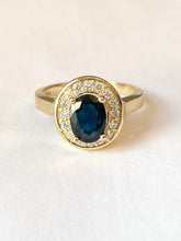Load image into Gallery viewer, Sapphire Diamond Ring, 14K Solid Gold Blue Sapphire Ring, Anniversary Ring, Birthday Gift for Wife,