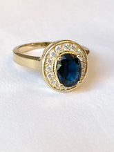 Load image into Gallery viewer, Sapphire Diamond Ring, 14K Solid Gold Blue Sapphire Ring, Anniversary Ring, Birthday Gift for Wife,