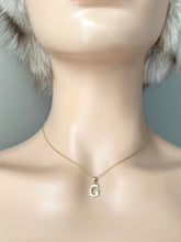 Load image into Gallery viewer, G Letter Gold Pendant, 10K 14K Letter Initial With Cubic Zirconia, Minimalist Necklace for Woman,