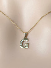 Load image into Gallery viewer, G Letter Gold Pendant, 10K 14K Letter Initial With Cubic Zirconia, Minimalist Necklace for Woman,