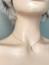 Load image into Gallery viewer, G Letter Gold Pendant, 10K 14K Letter Initial With Cubic Zirconia, Minimalist Necklace for Woman,