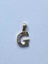 Load image into Gallery viewer, G Letter Gold Pendant, 10K 14K Letter Initial With Cubic Zirconia, Minimalist Necklace for Woman,