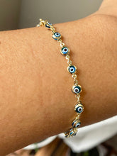 Load image into Gallery viewer, Evil Eye Gold Bracelet, 10K Solid Gold Handcrafted Bracelet, Evil Eye Jewelry, Birthday Gift for Women,