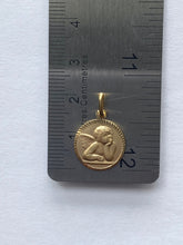 Load image into Gallery viewer, Guardian Angel Pendant, 14K Solid Gold Round Angel, Religious Medal, Birthday Gift for Women, Baby Baptism Gift,