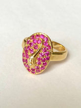 Load image into Gallery viewer, Ruby Statement Ring, 18K Solid Yellow Gold, Ruby Cluster Ring, Anniversary Ring, Birthday Gift for Mom,