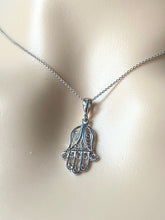 Load image into Gallery viewer, Hamsa Gold Necklace, 14K White Hamsa Pendant, Religious Fine Jewelry