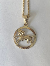 Load image into Gallery viewer, Aries Zodiac Pendant, 10K Solid Yellow Gold, Aries Zodiac Sign Necklace, Diamond Cut Pendant, Birthday Gift March 21-April 19