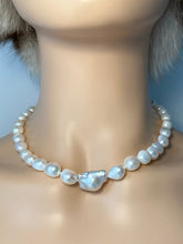 Load image into Gallery viewer, Baroque Pearl Necklace, Natural White Pearl, Modern Pearl Necklace, Statement Necklaces, Birthday Gift for Women, Jewelry for Woman