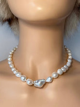 Load image into Gallery viewer, Baroque Pearl Necklace, Natural White Pearl, Modern Pearl Necklace, Statement Necklaces, Birthday Gift for Women, Jewelry for Woman