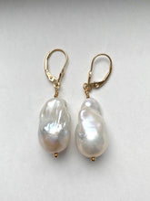 Load image into Gallery viewer, Baroque Pearl Earrings, 14K Solid Gold LARGE Pearl, Handmade Jewelry, Mothers Day Giftfor Mom, Birthday Gift for Women