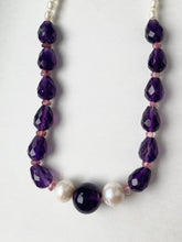 Load image into Gallery viewer, Amethyst Pearl Necklace, Natural Gemstone Necklace, Purple Beaded Necklace, Handmade Necklace for Women, Jewelry for Woman