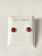 Load image into Gallery viewer, Ladybug Earrings for Baby, 10K Solid Gold, Red Earrings, Birthday Gift for Baby Girl, For Toddler, Presents