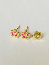 Load image into Gallery viewer, Flower Earrings for Baby, 10K Solid Gold, Toddler Earrings, Birthday Gift for Baby Girl, Gift For Toddler, Presents