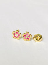 Load image into Gallery viewer, Flower Earrings for Baby, 10K Solid Gold, Toddler Earrings, Birthday Gift for Baby Girl, Gift For Toddler, Presents