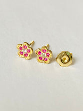 Load image into Gallery viewer, Flower Earrings for Baby, 10K Solid Gold, Toddler Earrings, Birthday Gift for Baby Girl, Gift For Toddler, Presents