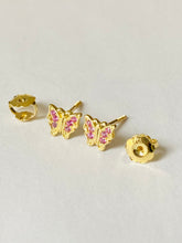 Load image into Gallery viewer, Butterfly Earrings for Baby, 10K Solid Gold, Toddler Earrings, Birthday Gift for Baby Girl, Gift For Toddler, Presents