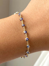 Load image into Gallery viewer, Evil Eye Gold Bracelet, 10K Solid Gold Handcrafted Bracelet, Evil Eye Jewelry, Birthday Gift for Women,