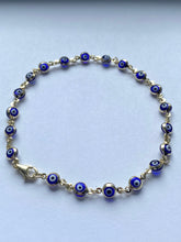 Load image into Gallery viewer, Evil Eye Gold Bracelet, 10K Solid Gold Handcrafted Bracelet, Evil Eye Jewelry, Birthday Gift for Women,