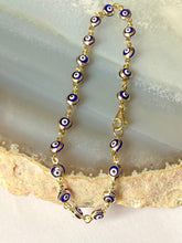 Load image into Gallery viewer, Evil Eye Gold Bracelet, 10K Solid Gold Handcrafted Bracelet, Evil Eye Jewelry, Birthday Gift for Women,