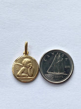 Load image into Gallery viewer, Guardian Angel Pendant, 14K Solid Gold Round Angel, Religious Medal, Birthday Gift for Women, Baby Baptism Gift,
