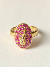 Load image into Gallery viewer, Ruby Statement Ring, 18K Solid Yellow Gold, Ruby Cluster Ring, Anniversary Ring, Birthday Gift for Mom,
