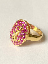 Load image into Gallery viewer, Ruby Statement Ring, 18K Solid Yellow Gold, Ruby Cluster Ring, Anniversary Ring, Birthday Gift for Mom,