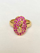 Load image into Gallery viewer, Ruby Statement Ring, 18K Solid Yellow Gold, Ruby Cluster Ring, Anniversary Ring, Birthday Gift for Mom,