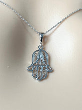 Load image into Gallery viewer, Hamsa Gold Necklace, 14K White Hamsa Pendant, Religious Fine Jewelry