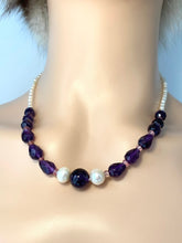 Load image into Gallery viewer, Amethyst Pearl Necklace, Natural Gemstone Necklace, Purple Beaded Necklace, Handmade Necklace for Women, Jewelry for Woman