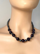 Load image into Gallery viewer, Amethyst Pearl Necklace, Black Pearl Necklace, Amethyst Necklace Statement, , Birthday Gift for Women