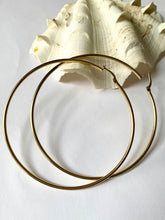 Load image into Gallery viewer, Large Hoop Earrings, 10K Solid Gold Round Hoop Earrings, Lightweight Tube Earrings, Birthday Gift for Women, Summer Jewe