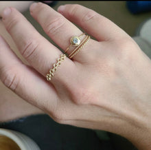 Load image into Gallery viewer, Rope Gold Ring, 1.2MM, 10K Gold Wedding Band as Twisted Ring, Thin Stacking Rings, Birthday Gift for Women, Valentine’s Day Gift