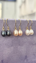 Load image into Gallery viewer, 18K Gold Pearl Earrings, Drop Pearl Earrings, Dainty Simple Earrings, Minimalist Earrings, Birthday Gift for Women,