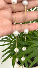 Load image into Gallery viewer, Station Pearl Gold Necklace, 14K Solid Gold Necklace, 22 inches Floating SouthSea Pearl Necklace, Birthday Gift for Mom, Jewelry for Woman