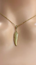 Load image into Gallery viewer, Feather Gold Pendant, 10K Solid Gold Feather Necklace, Cultural Symbol Jewelry, Birthday Gift for Women, Everyday Jewelry, Mothers Day