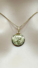 Load image into Gallery viewer, Jesus Christ Redentore Pendant, 14mm, 14K Solid Gold Jesus Necklace, Italian Made Medallion, Birthday Gift Ideas, for Girl