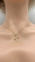 Load image into Gallery viewer, Letter K Gold Necklace, 10K Script Font Pendant, All Letters Available, Birthday Gift Women, Mothers Day Gift, Every Day Jewelry