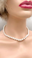 Load image into Gallery viewer, White Pearl Necklace, 7-8mm Freshwater Pearl Necklace, Unisex Necklace, Bridesmaids Gifts, Birthday Gift for Women, Jewelry for Woman